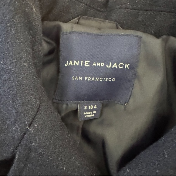 Janie and Jack Wool Navy Blue Coat Jacket Blazer Anchor Buttons size 3-4 - Picture 3 of 4